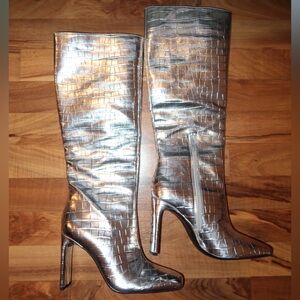 ZARA Silver laminated heel boots